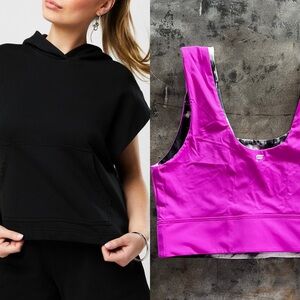Fabletics Harlow Reversible Sports Bra and Sleeveless Hoodie NWT